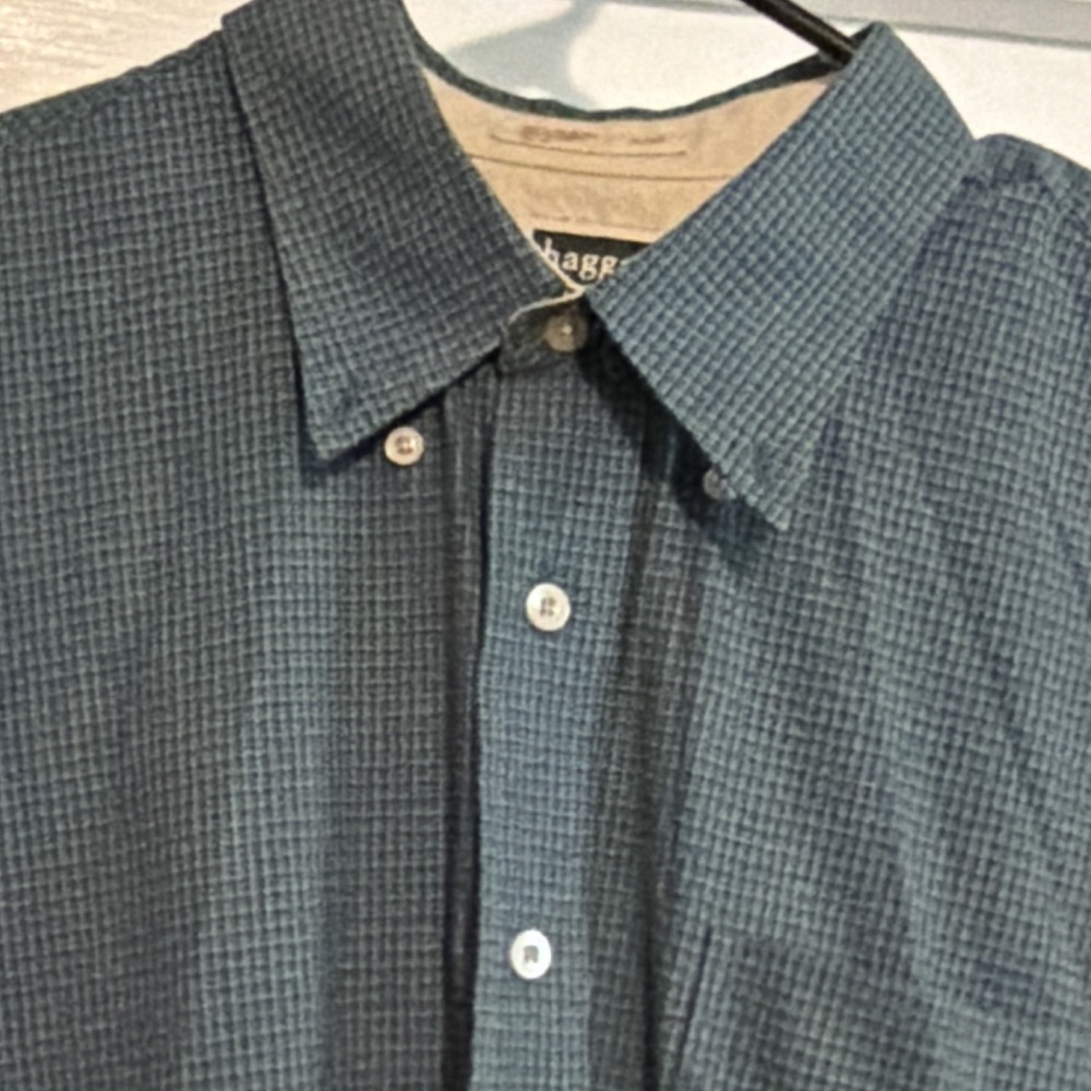 Haggar Forever New Men's XL Green Check Long Sleeve Button Up Shirt - Picture 3 of 9